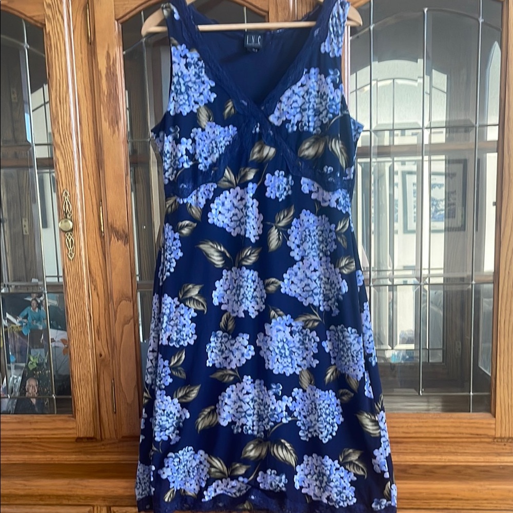 INC International Concepts Blue and Purple Floral Midi Dress